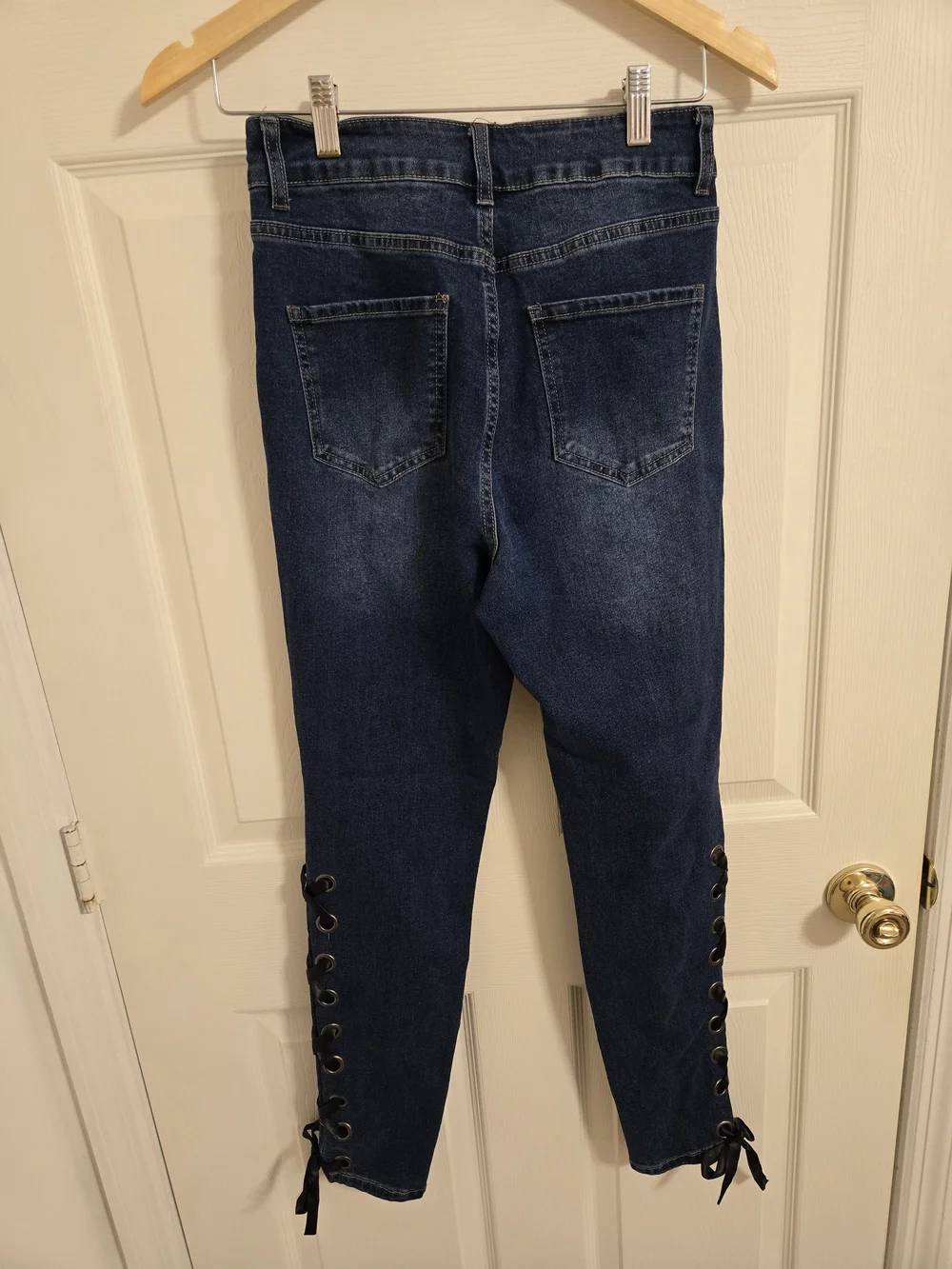 NY&C Women’s Dark Blue Lace-Up Jeans Size 6 - Picture 5 of 8